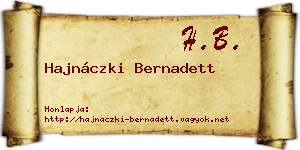 Hajnáczki Bernadett névjegykártya